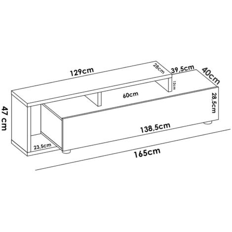 Dmora - Mobile porta TV Dgodign, Credenza bassa da soggiorno, Madia da  salotto per televisione, 165x40h47 cm