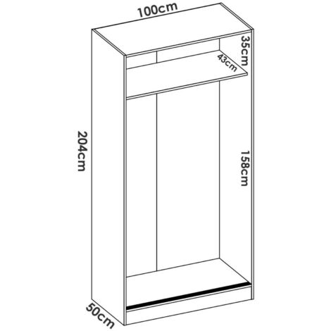 Dmora - Guardaroba 2 ante Abigale, Mobile appendiabiti per camera da letto, Armadio multiuso, 100x50h204 cm, Rovere