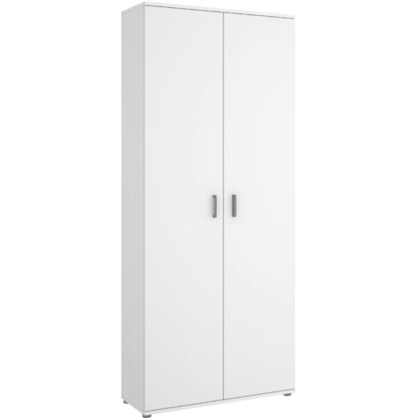 Dmora - Armadio multiuso Forcola, Mobile multifunzione portascope, Guardaroba a 2 ante, 78x35h190 cm, Bianco, con imballo rinforzato