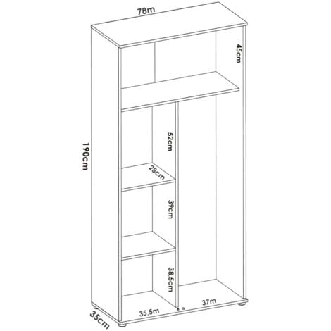 Dmora - Armadio multiuso Forcola, Mobile multifunzione portascope, Guardaroba a 2 ante, 78x35h190 cm, Bianco, con imballo rinforzato