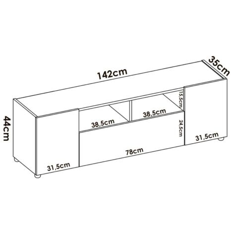 Dmora - Mobile porta TV Braies, Credenza da soggiorno, Armadio basso