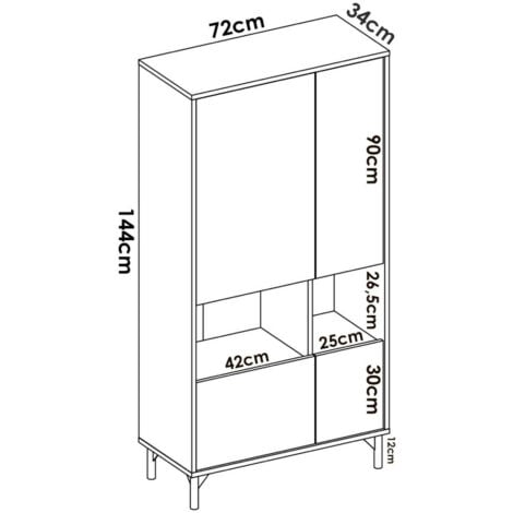 Credenza Berro, Buffet alto da soggiorno, Madia moderna da salotto