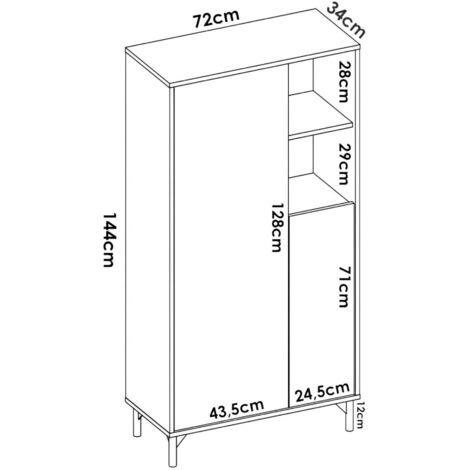 Credenza Thornton Dmora - Armadio Salotto 144x42x87 Cm, In Rovere E Bianco, 3 Ante, Mobile Moderno - Foto 3