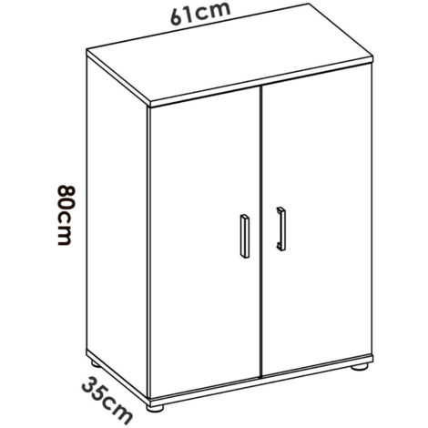 Dmora - Armadio multiuso 2 ante Ararat, Mobile multifunzione porta scarpe, Armadietto portaoggetti, 61x35h80 cm, Bianco