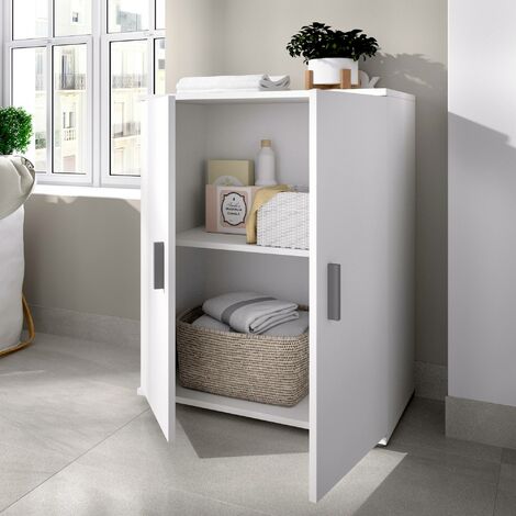 Dmora - Armadio multiuso 2 ante Ararat, Mobile multifunzione porta scarpe, Armadietto portaoggetti, 61x35h80 cm, Bianco