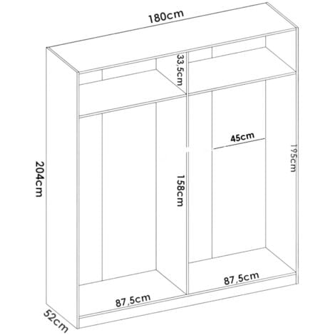 Dmora - Guardaroba grande Iuventas, Mobile appendiabiti per camera da letto, Armadio a 4 ante battenti, 180x52h204 cm, Bianco lucido