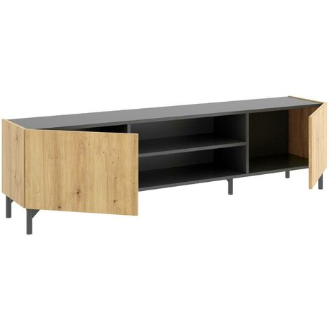 Dmora - Mobile porta TV Dcod, Credenza bassa da soggiorno, Madia da salotto  per televisione, 161x35h45 cm, Rovere Nodi e Antracite