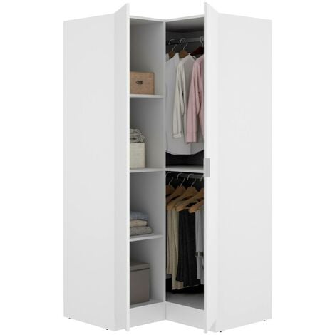 Dmora - Guardaroba Dcipo, Mobile angolare per camera da letto, Armadio  appendiabiti ad angolo a 2 ante battenti, 91x93h184 cm, Bianco