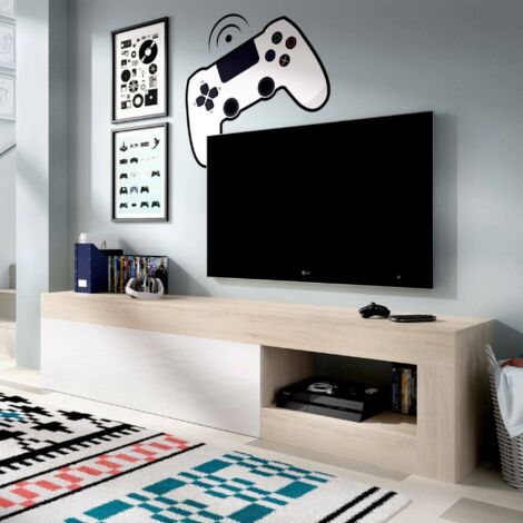 Mobile TV Emet Credenza Soggiorno - 161x45x35cm, Rovere E Antracite | Madia Per Televisione Fino A 65" - Foto 6