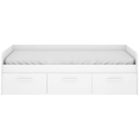 Letto per bambini Adamello, Lettino contenitore per cameretta, Struttura per  letto singolo con 3 cassettoni, 194x97h60 cm, Bianco, con imballo rinforzato