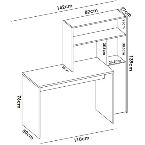 Dmora - Scrivania Ferrante, Scrittoio multiposizione con libreria, Tavolo  da studio angolare con 1 anta, 111x82h139 cm