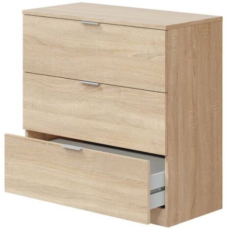 Dmora - Cassettiera Whittier, Cassettiera camera da letto , Settimino a 3 cassetti, 77x38h80 cm, Rovere, con imballo rinforzato