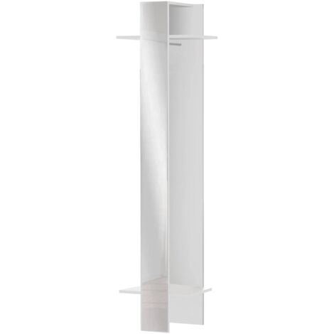 Dmora - Mobile da ingresso Violantino, Armadietto multifunzione, Appendiabiti da parete con specchio, 50x35h190 cm, Bianco, con imballo rinforzato