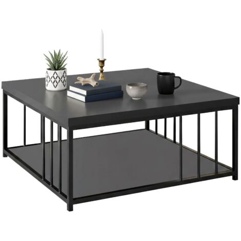 Tavolino Da Salotto Europa - 106x60x40cm, Nero E Oro, Moderno E Funzionale Per Soggiorno - Foto 11