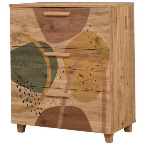 Dmora - Cassettiera Dacia, Settimino multiuso, Comò camera da letto, Mobile con cassetti, 80x43h95 cm, Quercia (1/4)