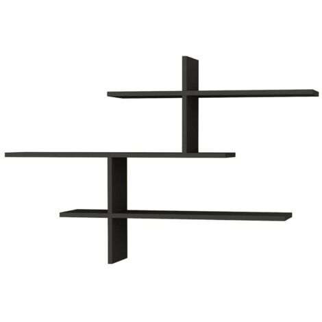 Dmora - Mensola Urania, Scaffale, Ripiano a muro, Scaffalatura multiuso, 123x22h81 cm, Antracite, con imballo rinforzato, con imballo rinforzato