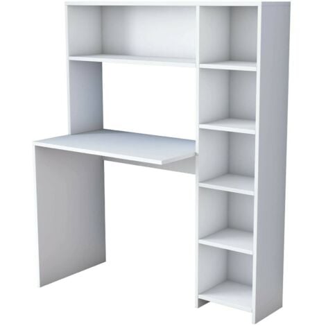 Dmora - Scrivania Arapaho, Scrittoio multiuso, Tavolo per ufficio porta PC, Piano di lavoro, 113x40h142 cm, Bianco