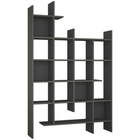 Dmora - Libreria Achela, Scaffale da ufficio, Mobile portalibri, Biblioteca, 122x26h188 cm, Antracite
