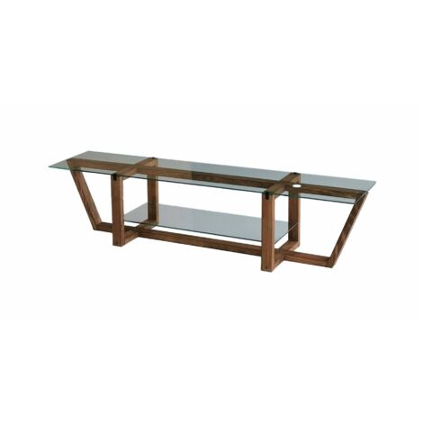 Dmora - Mobile porta TV Arienzo, Credenza da soggiorno, Armadio basso per TV, Base parete attrezzata, 158x35h35 cm, Noce (1/5)