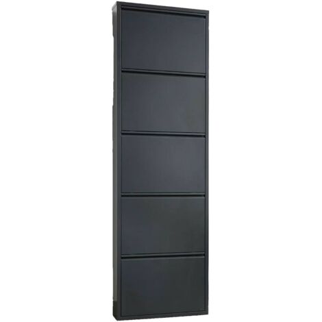 Dmora - Scarpiera Afrend, Mobile portascarpe in metallo, Armadio da ingresso multiuso, Mobiletto per calzature, 50x15h172 cm, Nero