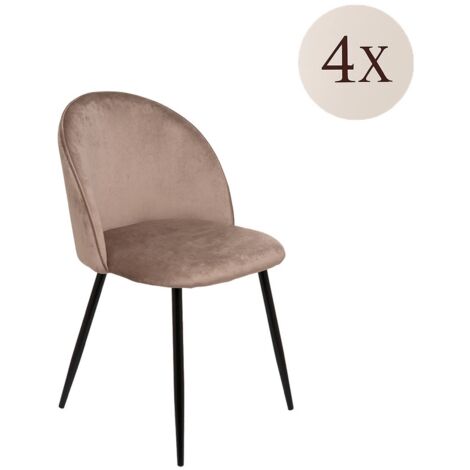 Dmora - Set di 4 sedie Stinson, Poltrona rivestita in velluto, Sedia da pranzo imbottita, Seduta per riunioni, 51x54h82 cm, Grigio, con imballo rinforzato