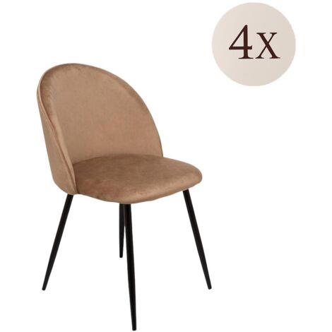 Dmora - Set di 4 sedie Achito, Poltrona rivestita in velluto, Sedia da pranzo imbottita, Seduta per riunioni, 51x54h82 cm, Beige