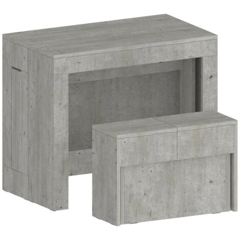 Dmora - Set tavolo e sedie Badesi, Composizione multiuso, Set con consolle e 1 panca allungabili, 100% Made in Italy, 66x25h45 cm, Cemento