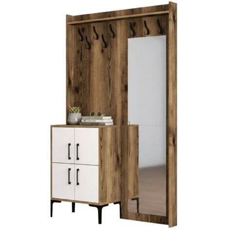 Mobile Ingresso Halimede 60x47x72 Cm - Appendiabiti, 3 Cassetti, Bianco - Foto 4