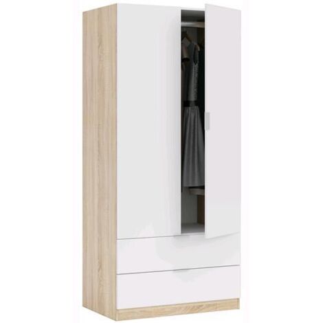Guardaroba 2 Ante - Armadio Camera da Letto Bianco 52x180h cm (1/6)