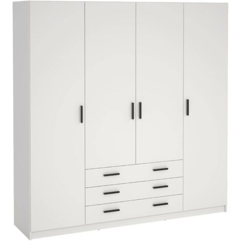 Dmora - Guardaroba grande Frances, Mobile camera da letto, Cabina armadio portabiti, Armadio appendiabiti, 196x50 h200 cm, Bianco