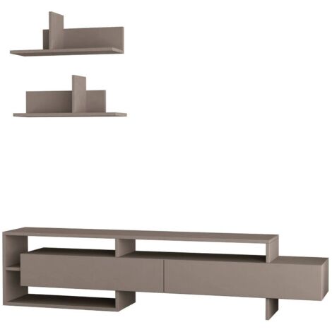 Parete Attrezzata Dmora Gemini - 180x40x35 Cm, Noce E Bianco, Per Salotto Con TV - Foto 11