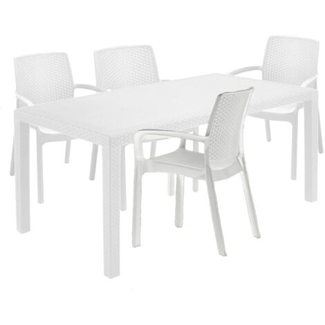 Set De Salón De Exterior Manarola Dmora - Mesa Alargable Con 8 Sillas, Hecho En Italia, Color Antracite, Impermeable Y Lavable