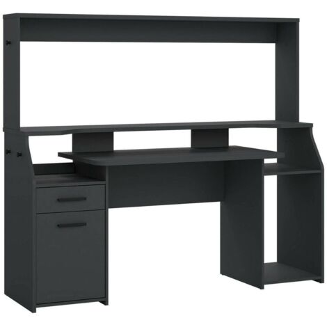 Dmora Scrivania Phoenix: Scrittoio Moderno Da Gaming E Studio Con Ripiani. Tavolo Multifunzione 136x67h88 Cm, Colore Antracite