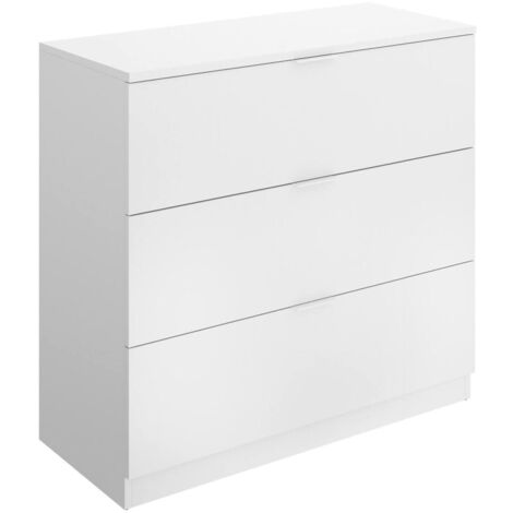 Tribesigns Comodino moderno, alto 65,5 cm, con 3 cassetti, tavolino moderno con spazio per camera da letto, soggiorno, bianco e oro