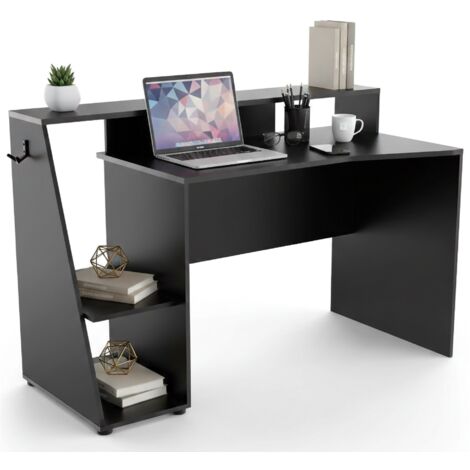 Scrivania Mobile Per PC VidaXL 100x50x76 Cm Grigio Cemento - Con Armadio Integrato, In Truciolato