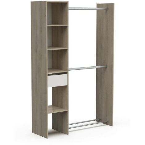 RELOVE Armadio Pieghevole 60x30x160 Cm - Guardaroba In Tessuto Con Tubi Acciaio, Ripiani E Tende - 2
