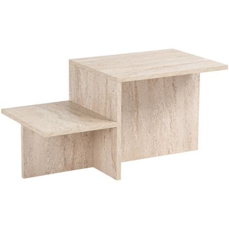 Dmora - Tavolino da salotto Cantello, Tavolo basso da caffè, Portariviste per divano, Ripiano da soggiorno, 80x40 h40 cm, Beige (1/5)