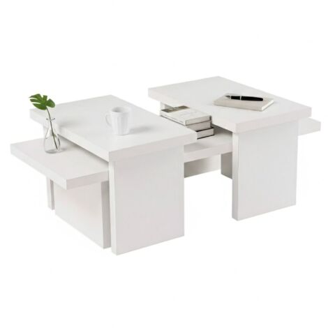 Dmora Tavolino Da Salotto Ukdah Con Portariviste Bianco E Rovere 42x30h72 Cm