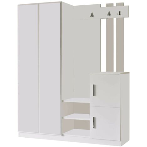 Mobile Ingresso Halimede 60x47x72 Cm - Appendiabiti, 3 Cassetti, Bianco - Foto 11