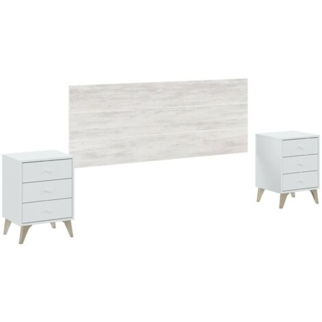 Dmora - Testiera Letto Cernera, Spalliera, Testata Per Camera Da Letto Poggiatesta 259x34 H106 Cm Bianco E Rovere 87285044