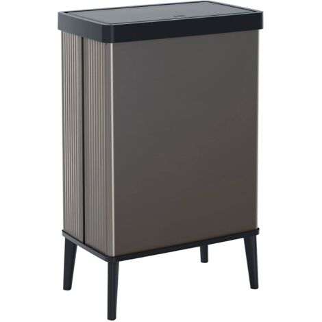 Dmora - Pattumiera Tofino, Cestino portarifiuti, Bidone per raccolta differenziata, Mobile per spazzatura, 44x27 h69 cm, Grigio scuro