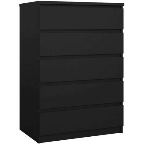 Dmora - Cassettiera Georgette, Settimino multiuso, Comò camera da letto, Mobile con cassetti, 77x50 h111 cm, Nero