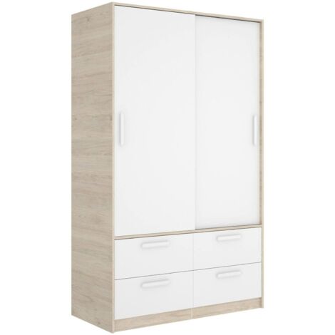 Dmora - Guardaroba 2 ante Kirogi, Mobile camera da letto, Cabina armadio portabiti, Armadio appendiabiti, 120x60 h204 cm, Bianco e Rovere (1/5)