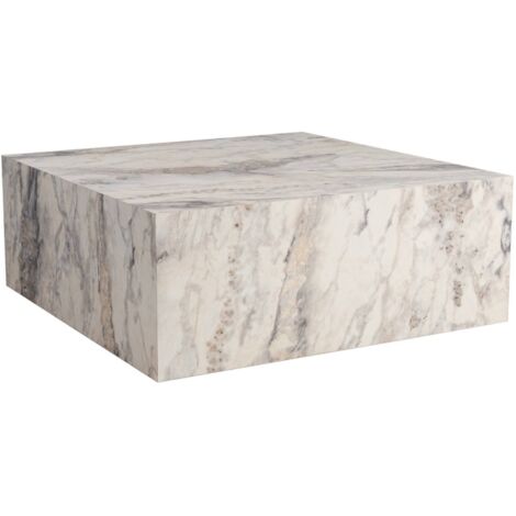 Dmora - Tavolino da salotto Jesinia, Tavolo basso da caffè, Portariviste per divano, Ripiano da soggiorno, 90x90 h35 cm, Marmo
