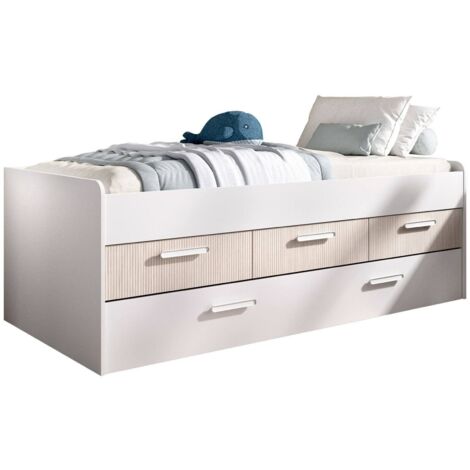 Dmora - Letto Alla Francese Orlene, Sommier Per Camera Da Letto Giroletto Per Stanza Struttura Porta Materasso 149x195 H39 Cm Bianco 87283477