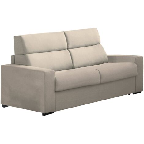Dmora - Divano letto 3 posti Zeudi, Sofà trasformabile per salotto, imbottito, sfoderabile, Qualità 100% Made in Italy, 220x95 h100 cm, Tortora