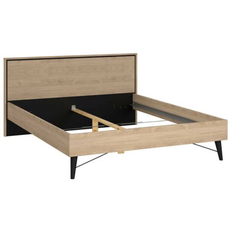 Dmora Letto Singolo Castellino Con Cassetti - 96x195 Cm - Bianco E Rovere