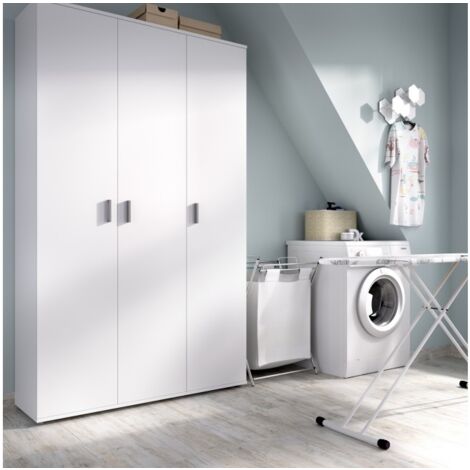 Armadio 116x190h cm con tre ante bianco opaco - Marte
