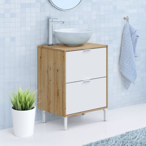 Mobile Bagno Con Lavabo LIFEZEAL - 61x46.5x87 Cm, Stile Vintage Marrone, Struttura In Ferro, 2 Ante, Ampia Capacità