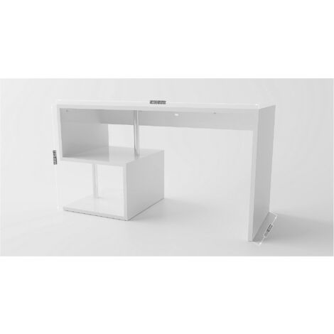 Scrivania con struttura a "esse", colore bianco, cm 140 x 75 x 60